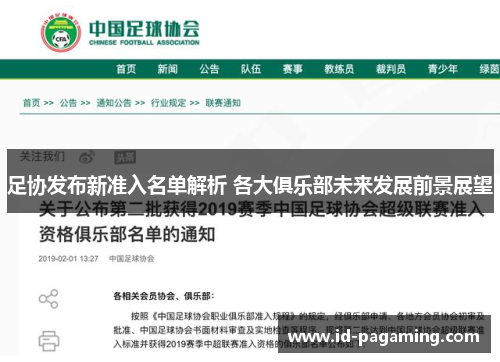 足协发布新准入名单解析 各大俱乐部未来发展前景展望