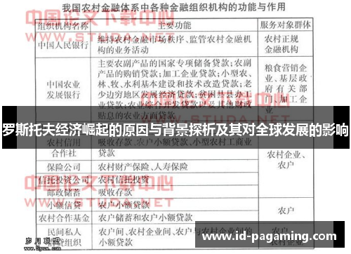 罗斯托夫经济崛起的原因与背景探析及其对全球发展的影响